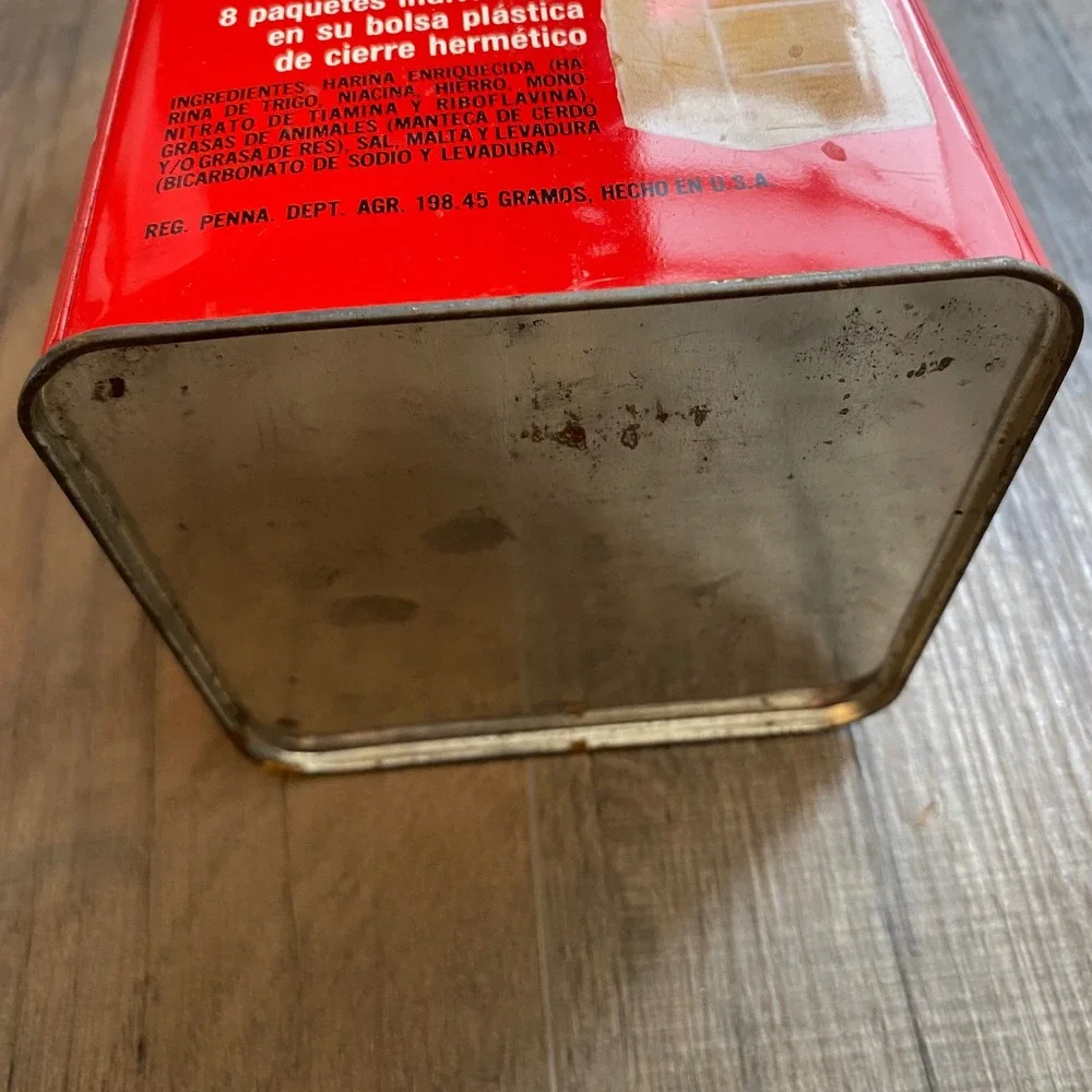 Vintage 1971 Keebler Zesta Saltine Crackers Tin Red 14oz Metal Storage Box USA